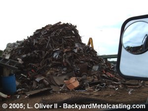 A large mountain of scrap metal