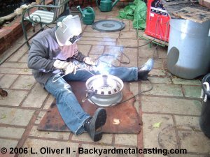 Welding the air pipe in place